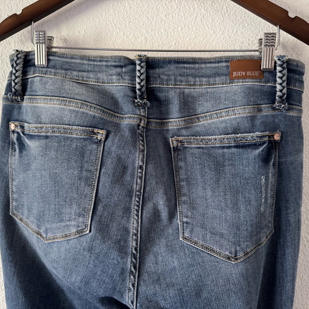 Judy Blue Slim Boot Jeans Stretch Braided Detail Plus Size 13/31 Classic Boho - Picture 9 of 15